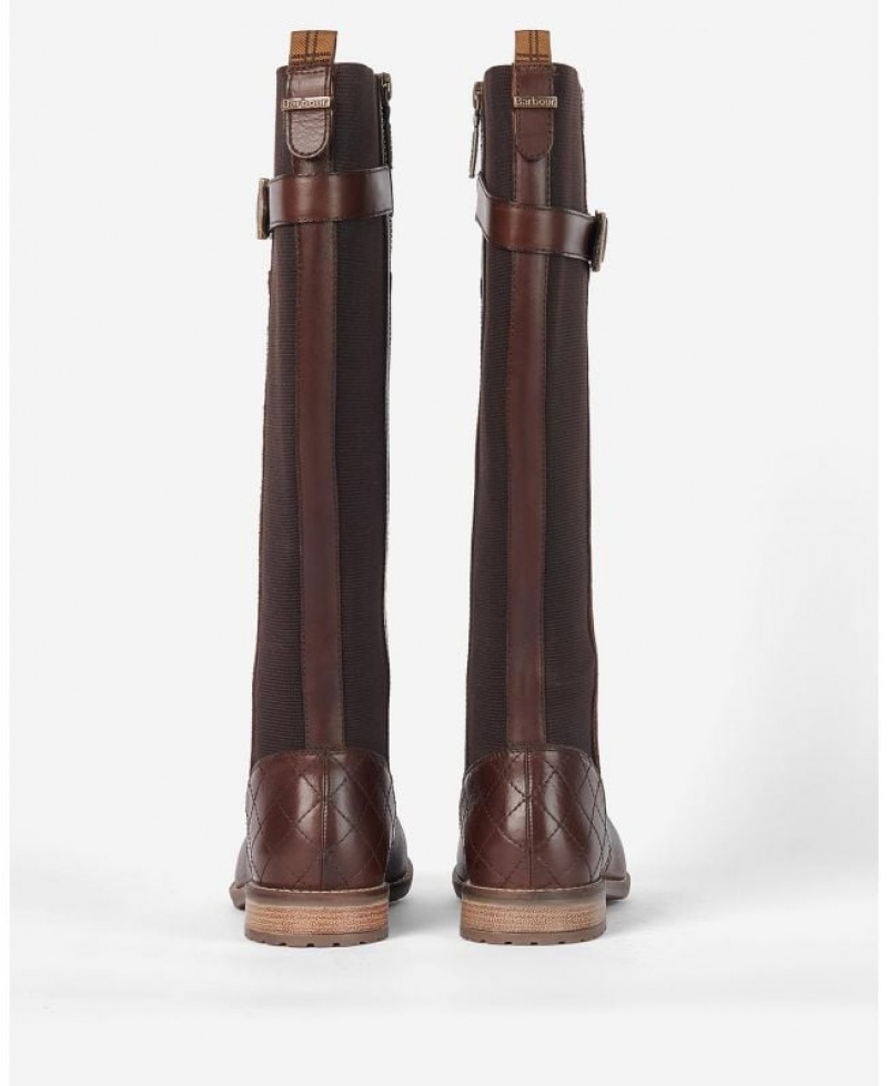 Dark Brown Women Barbour Ange Knee-High Boots | US-6974CSWUL