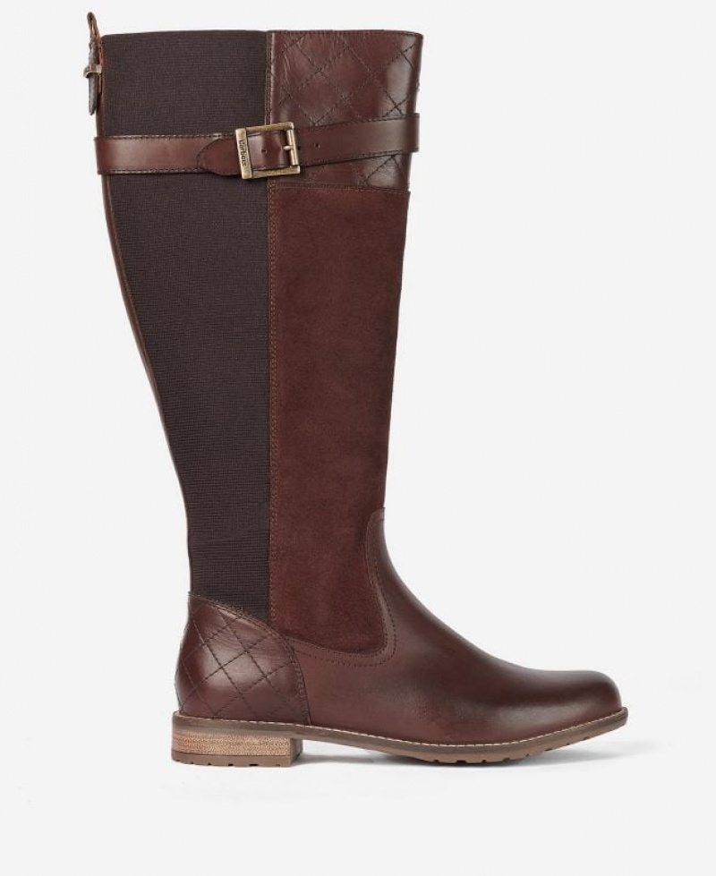 Dark Brown Women Barbour Ange Knee-High Boots | US-6974CSWUL