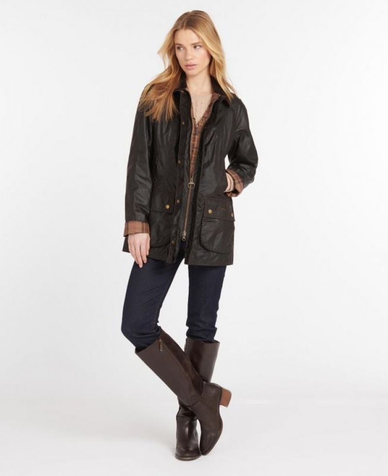 Dark Brown Women Barbour Beadnell® Waxed Jacket | US-0563YWNMI