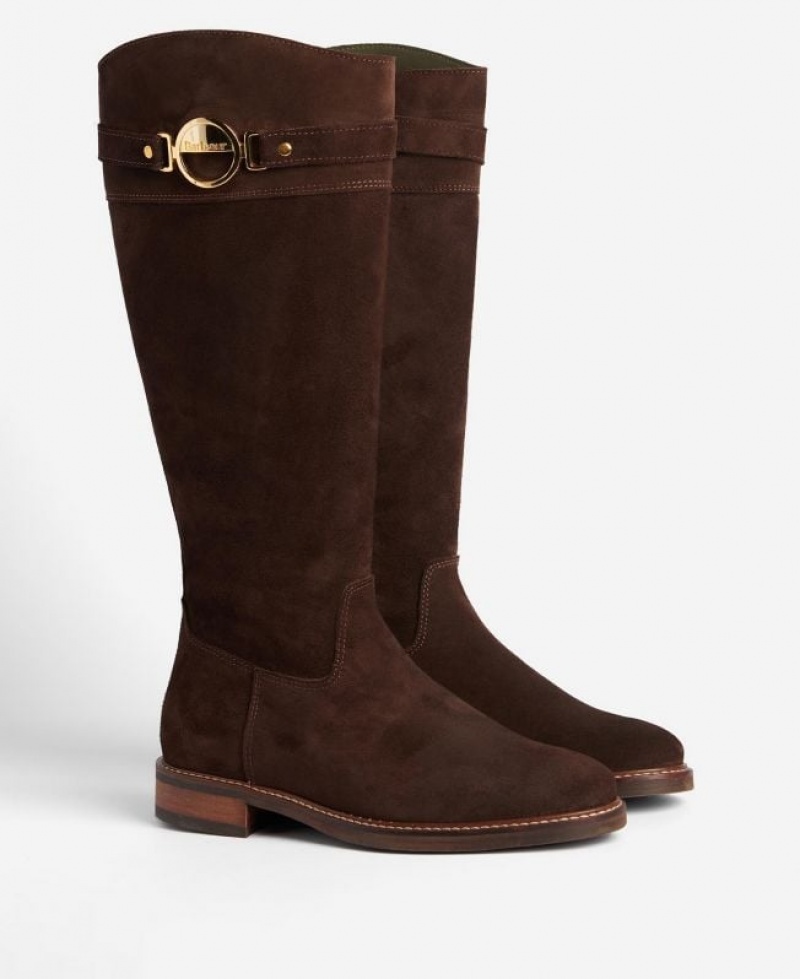 Dark Brown Women Barbour Calmsden Knee-High Boots | US-5680BYXHJ