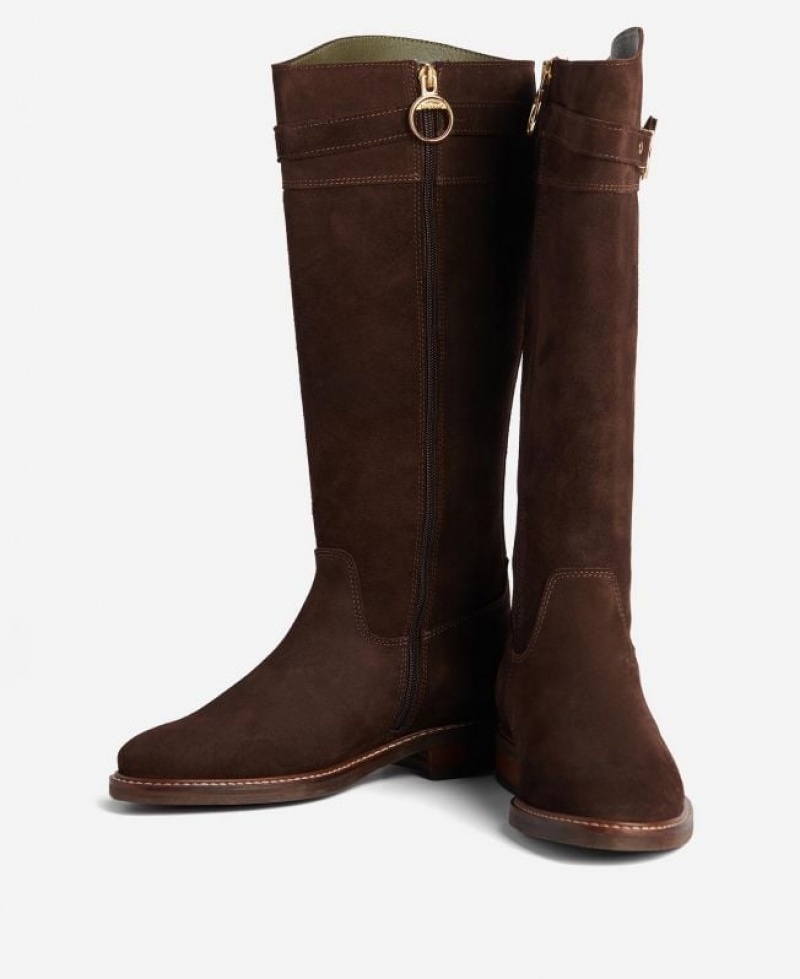 Dark Brown Women Barbour Calmsden Knee-High Boots | US-5680BYXHJ