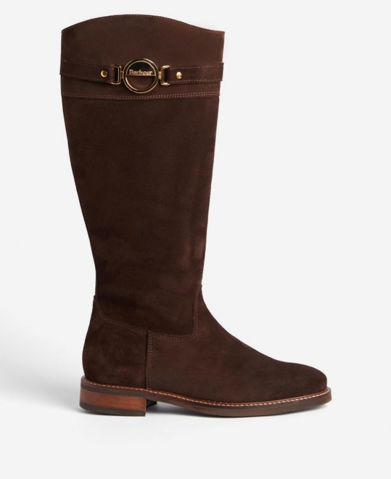 Dark Brown Women Barbour Calmsden Knee-High Boots | US-5680BYXHJ