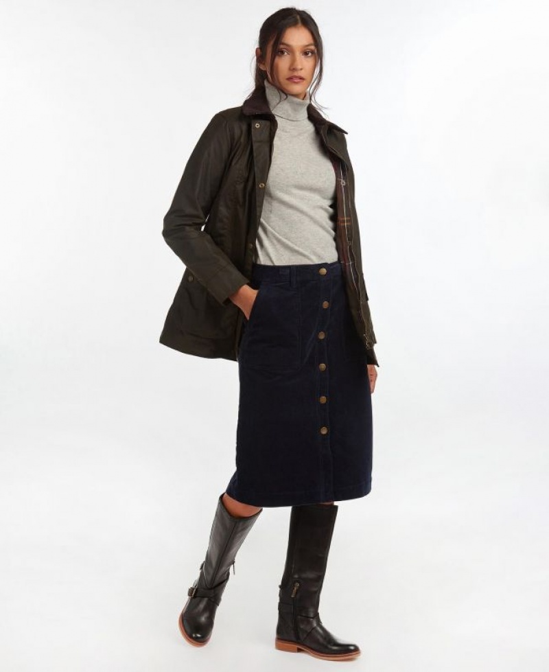 Dark Brown Women Barbour Fiddich Waxed Jacket | US-5038IWCNU