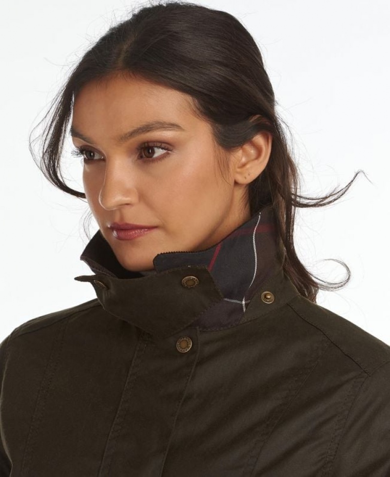 Dark Brown Women Barbour Fiddich Waxed Jacket | US-5038IWCNU