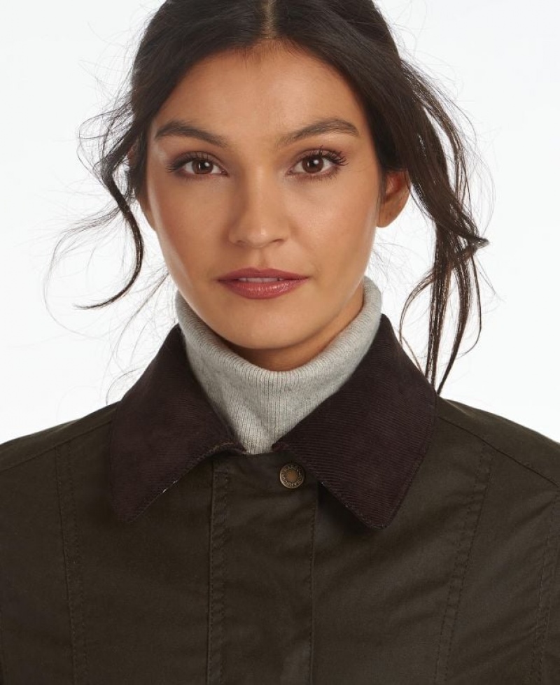 Dark Brown Women Barbour Fiddich Waxed Jacket | US-5038IWCNU