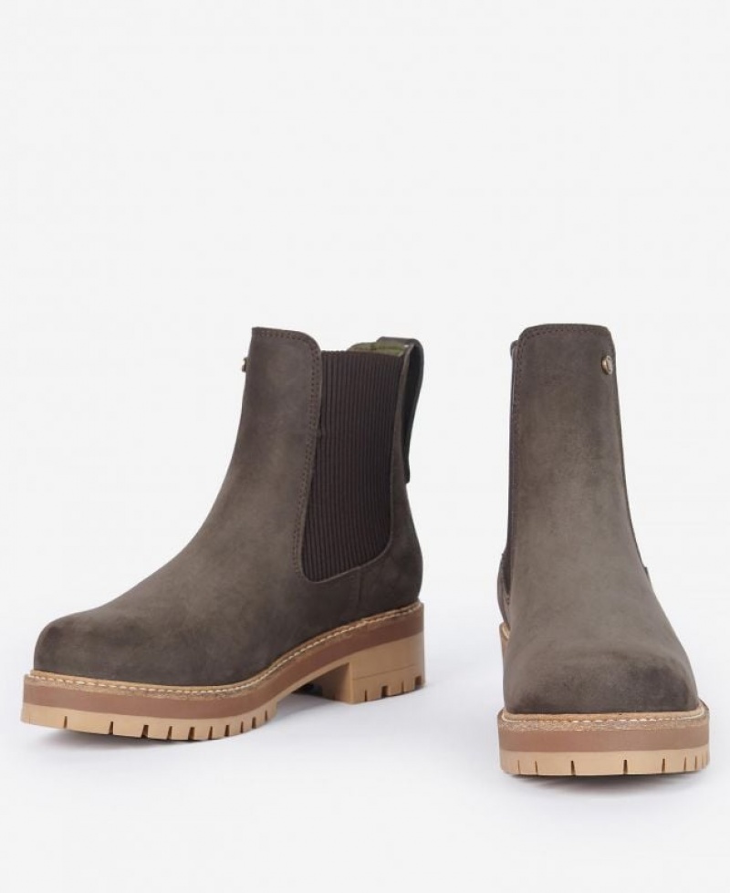 Dark Brown Women Barbour Heather Chelsea Boots | US-5163IKTVO