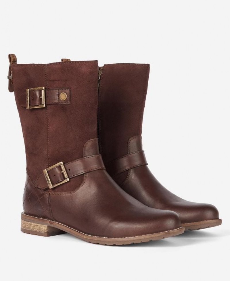 Dark Brown Women Barbour Millie Boots | US-2495HBREM