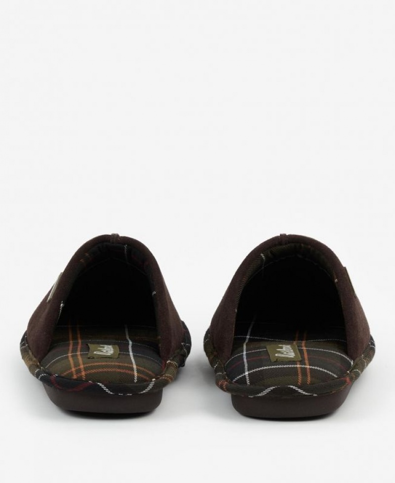 Dark Brown Women Barbour Simone Slippers | US-7293OVANY