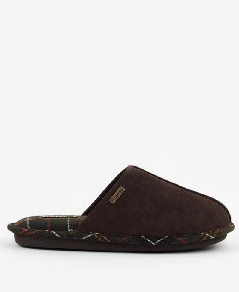 Dark Brown Women Barbour Simone Slippers | US-7293OVANY