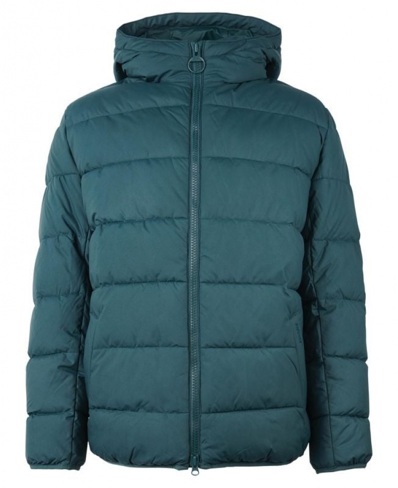 Dark Green Men Barbour Barton Quilted Jacket | US-1892HRZGX