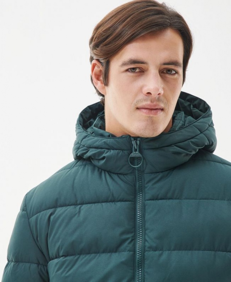 Dark Green Men Barbour Barton Quilted Jacket | US-1892HRZGX