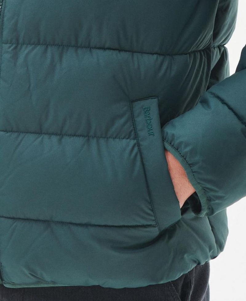 Dark Green Men Barbour Barton Quilted Jacket | US-1892HRZGX