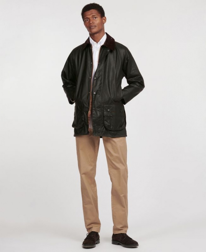 Dark Green Men Barbour Beaufort® Cotton Waxed Jacket | US-3261SUNGM