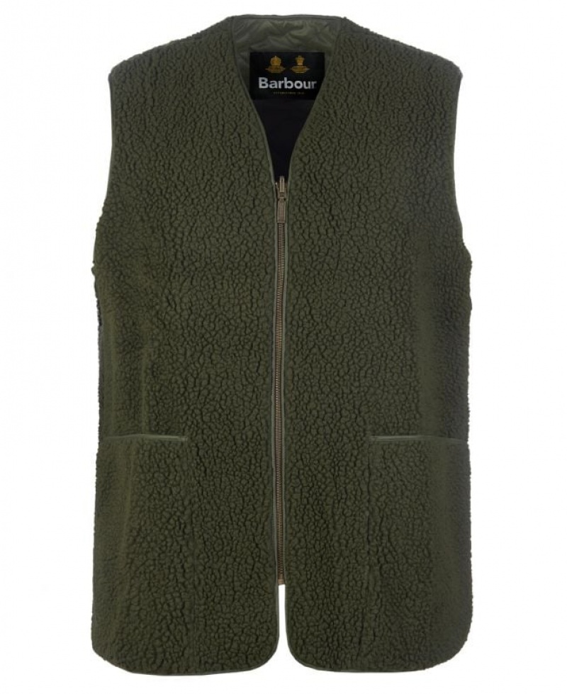 Dark Green Men Barbour Berber Liner Vest | US-2756YDKBG