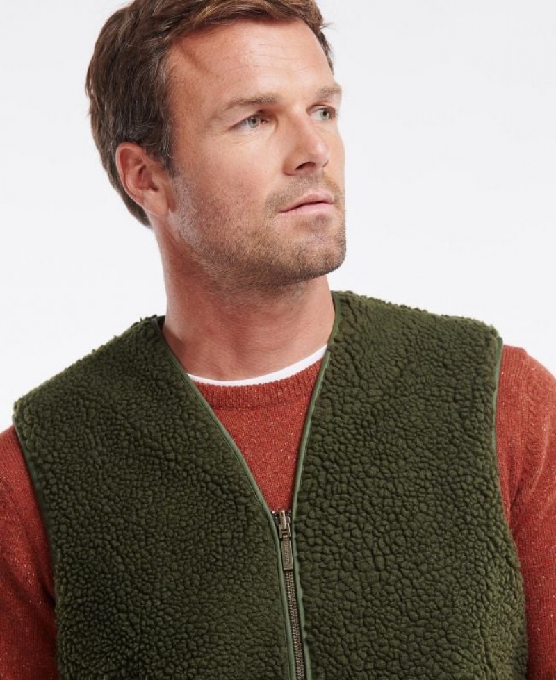 Dark Green Men Barbour Berber Liner Vest | US-2756YDKBG