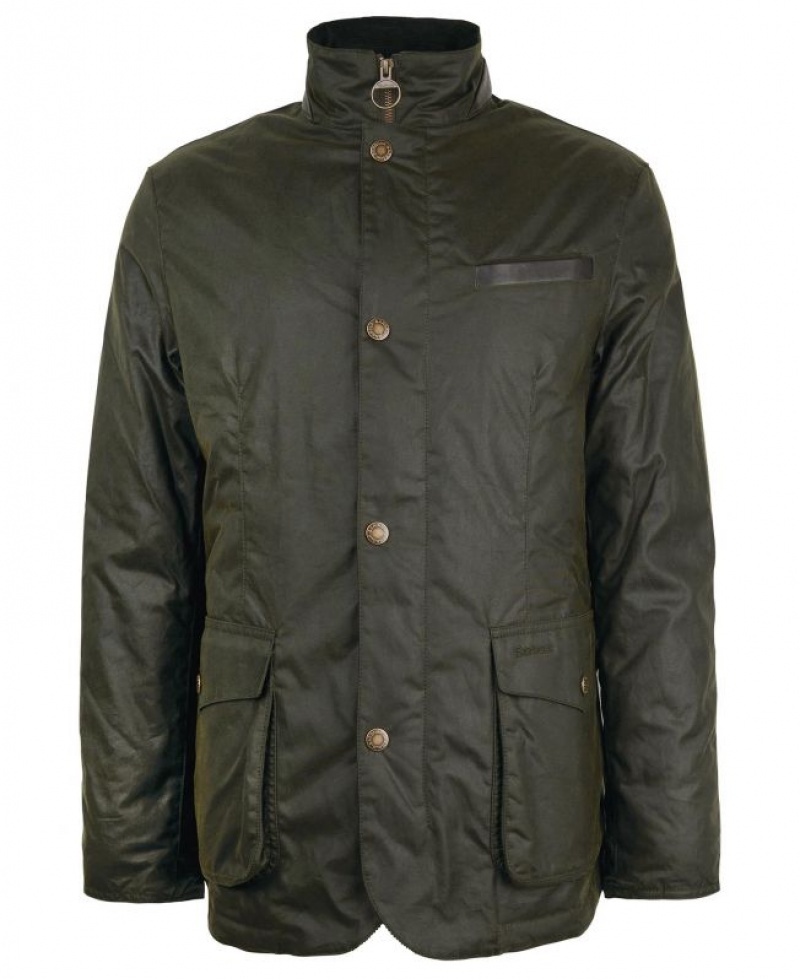 Dark Green Men Barbour Compton Waxed Jacket | US-0358PTXBN