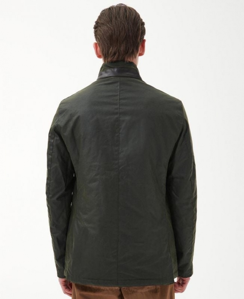 Dark Green Men Barbour Compton Waxed Jacket | US-0358PTXBN