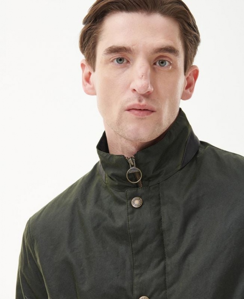 Dark Green Men Barbour Compton Waxed Jacket | US-0358PTXBN