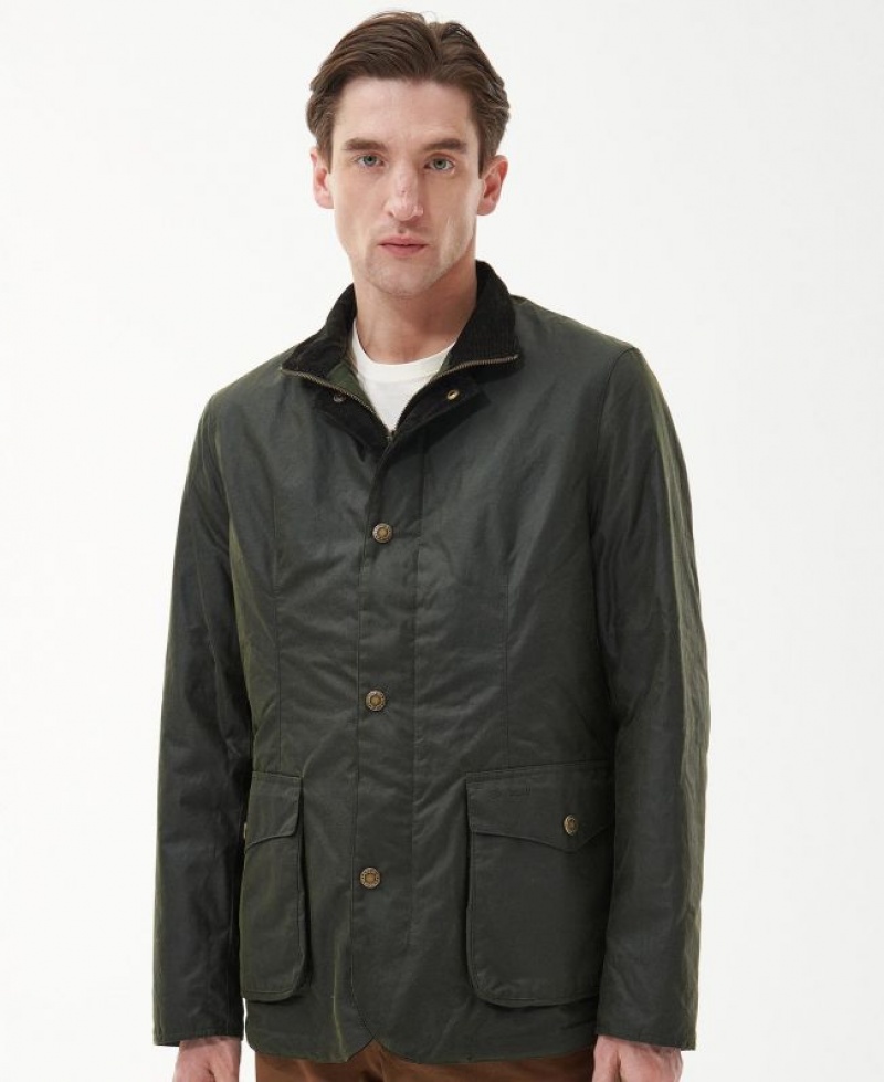 Dark Green Men Barbour Compton Waxed Jacket | US-0358PTXBN