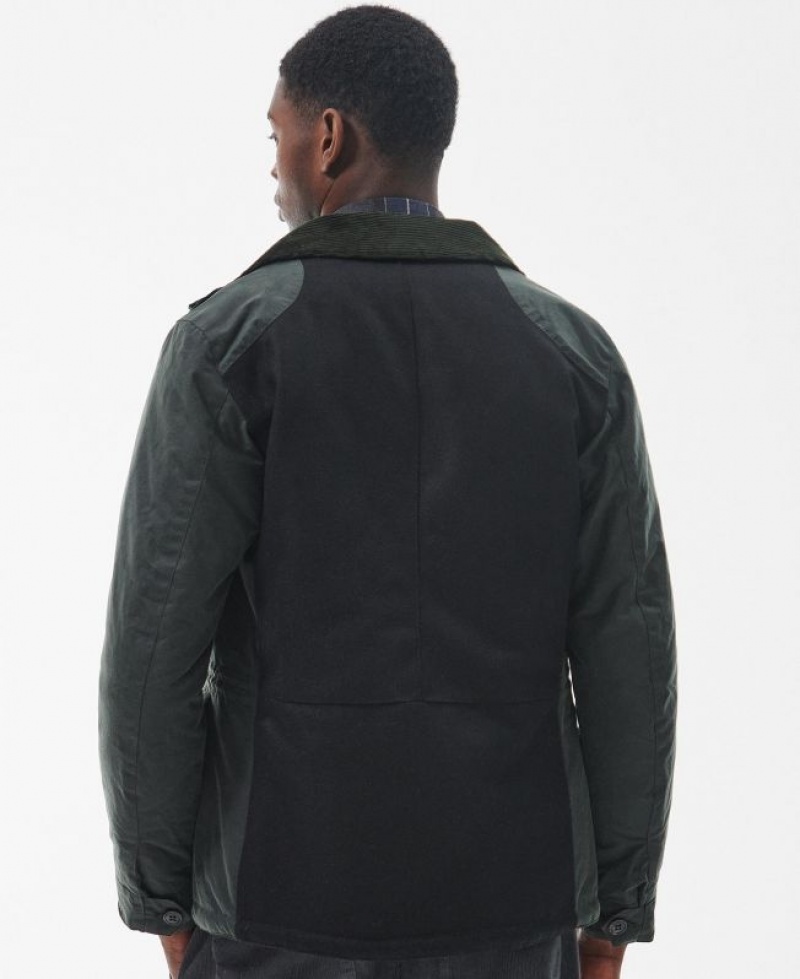 Dark Green Men Barbour Emble Waxed Jacket | US-2089QJMRY