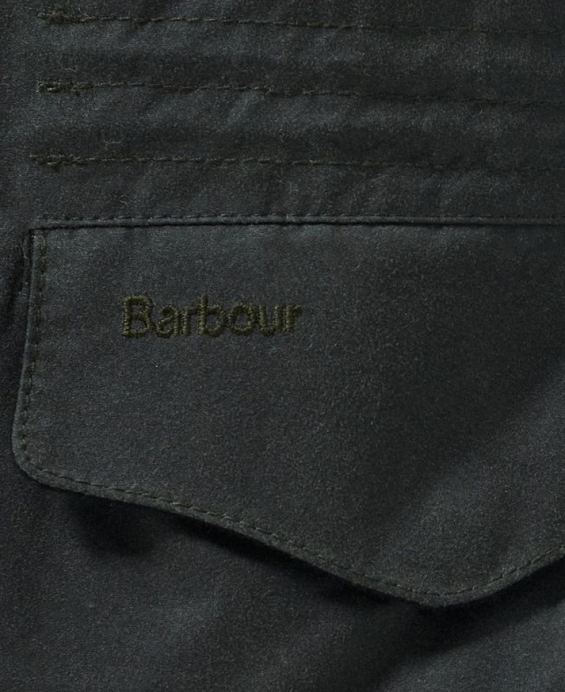 Dark Green Men Barbour Emble Waxed Jacket | US-2089QJMRY