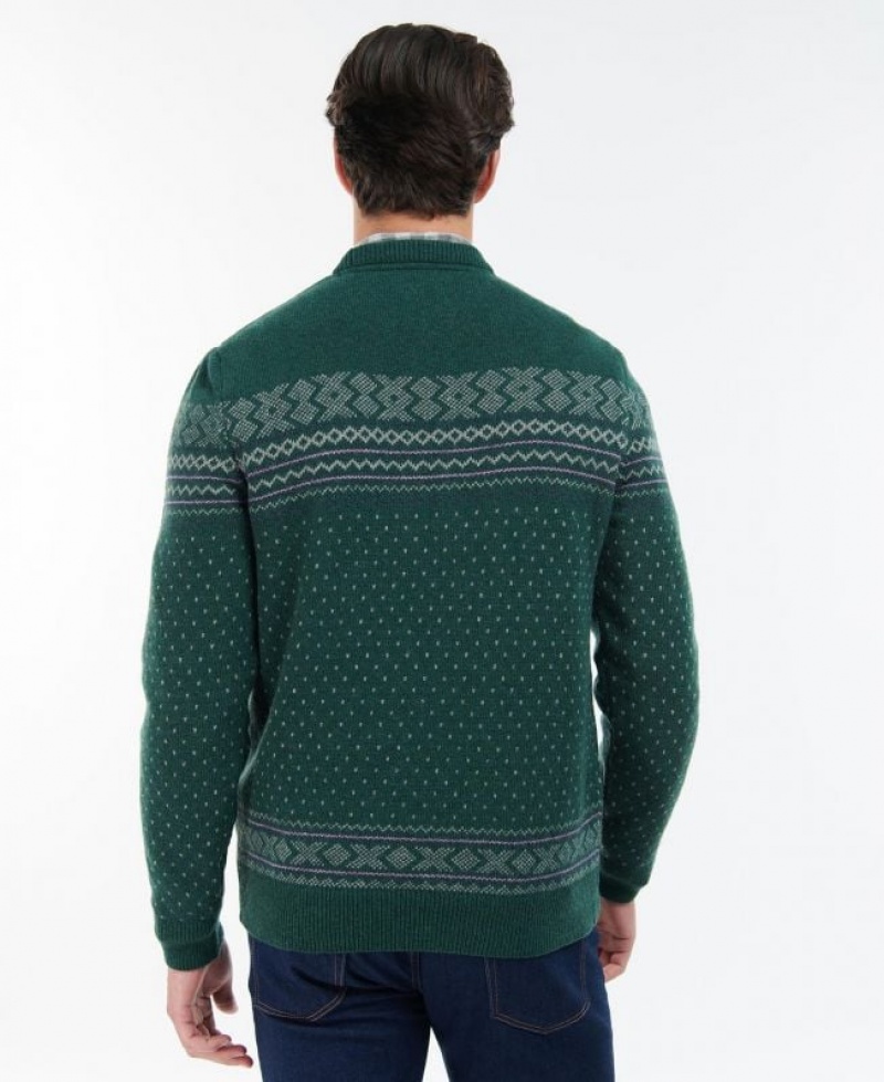 Dark Green Men Barbour Essential Fairisle Sweatshirt | US-4321XFUQM