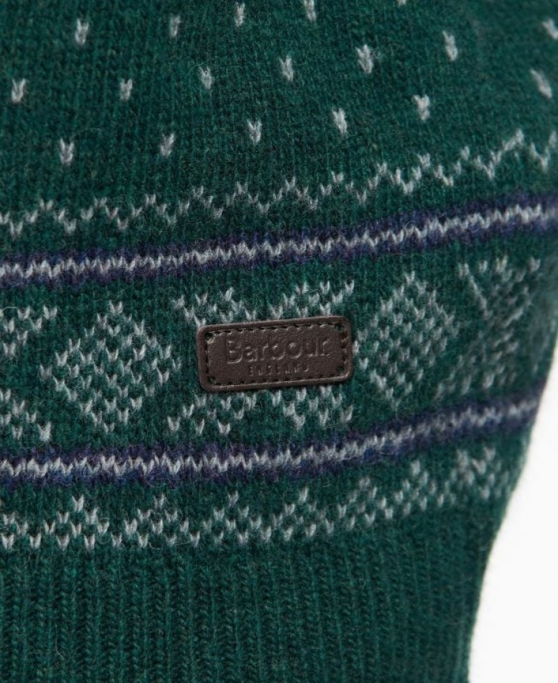 Dark Green Men Barbour Essential Fairisle Sweatshirt | US-4321XFUQM