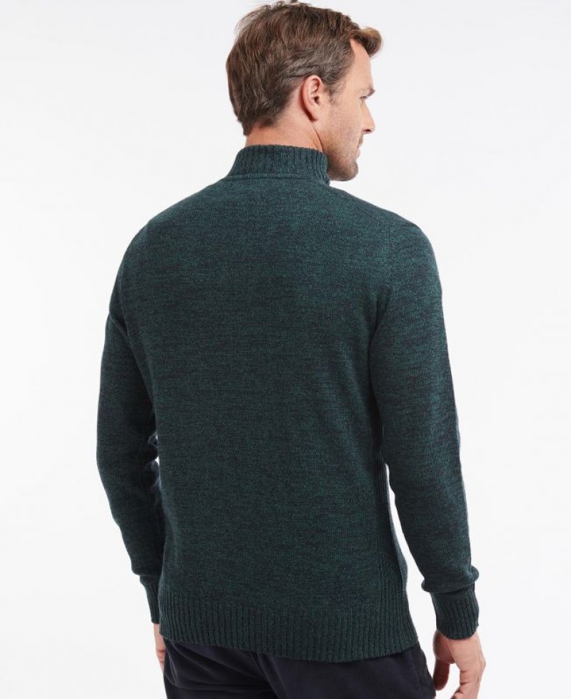 Dark Green Men Barbour Essential Lambswool Half Zip Sweater | US-1598HYXKQ