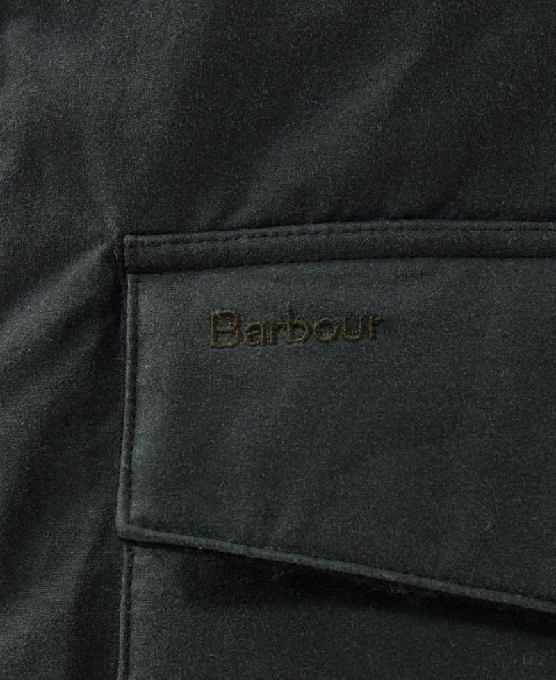 Dark Green Men Barbour Farnley Beaufort Waxed Jacket | US-0742SBFJV