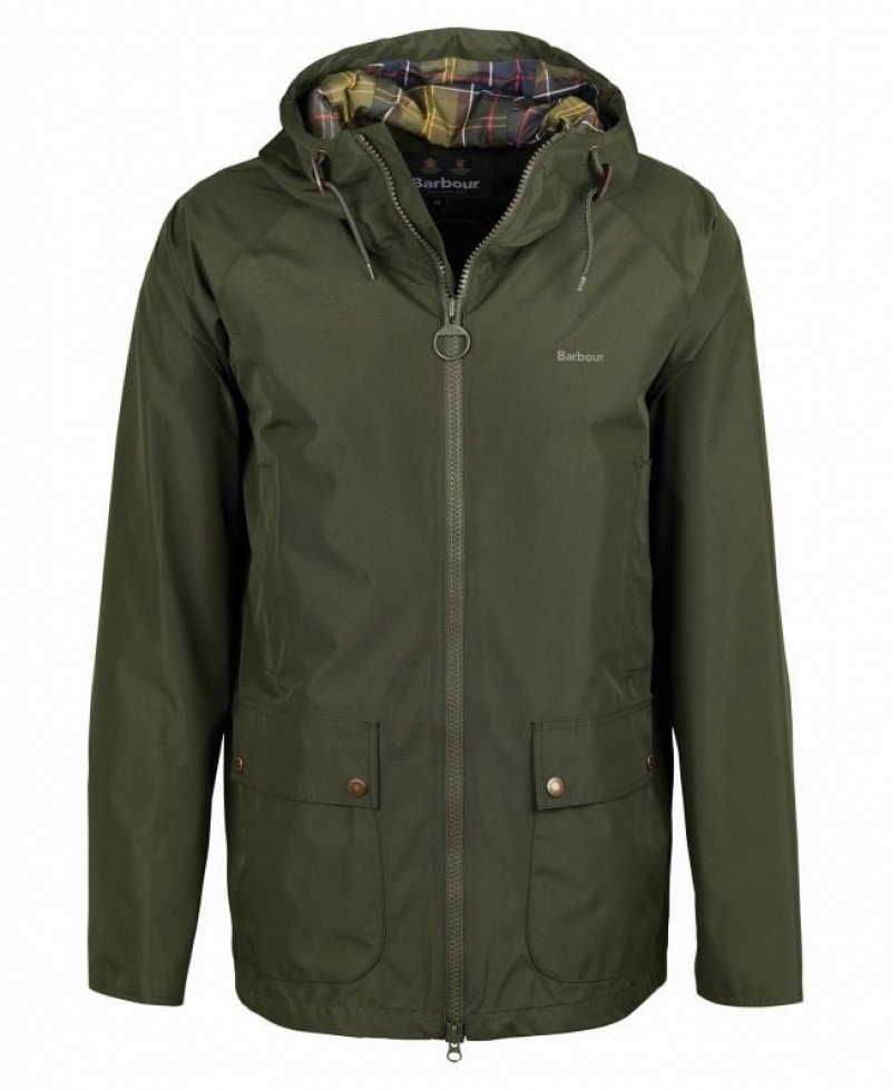 Dark Green Men Barbour Hooded Domus Waterproof Jacket | US-4235KGHDP