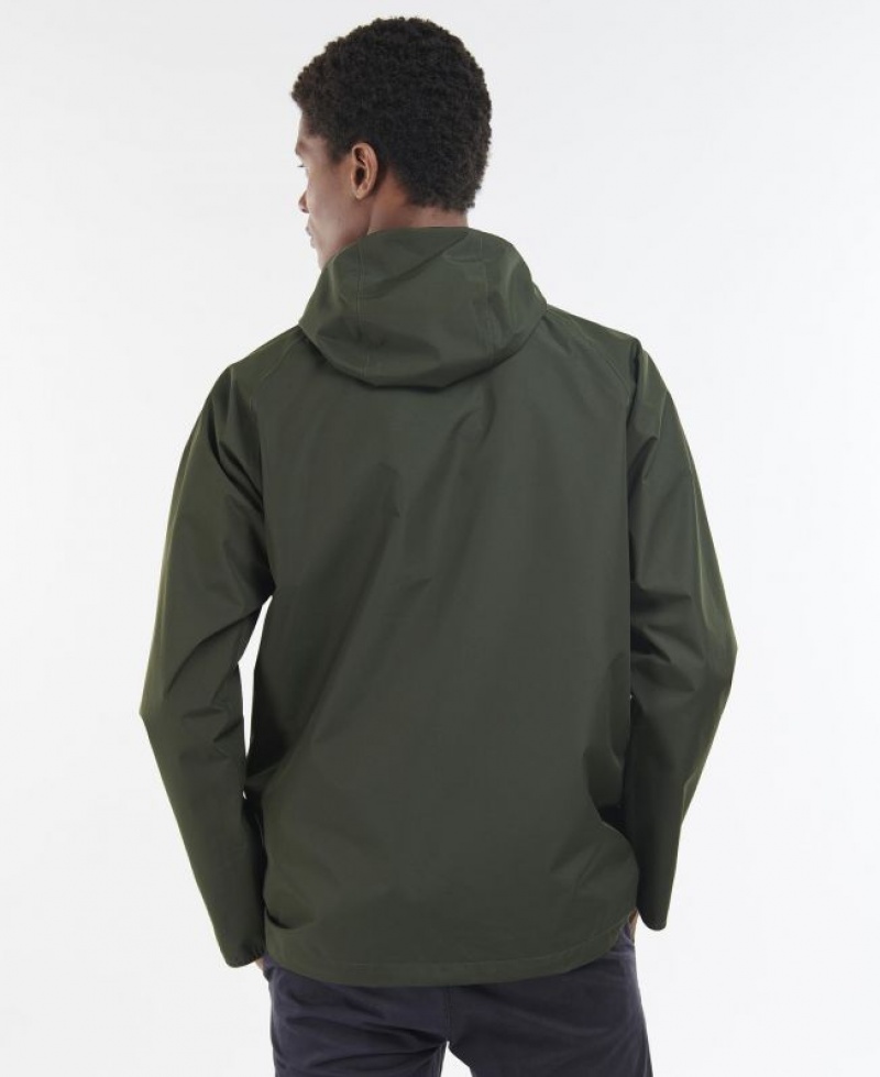 Dark Green Men Barbour Hooded Domus Waterproof Jacket | US-4235KGHDP