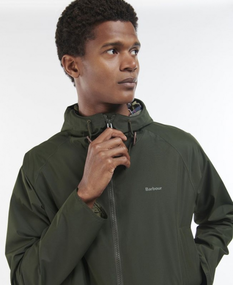 Dark Green Men Barbour Hooded Domus Waterproof Jacket | US-4235KGHDP