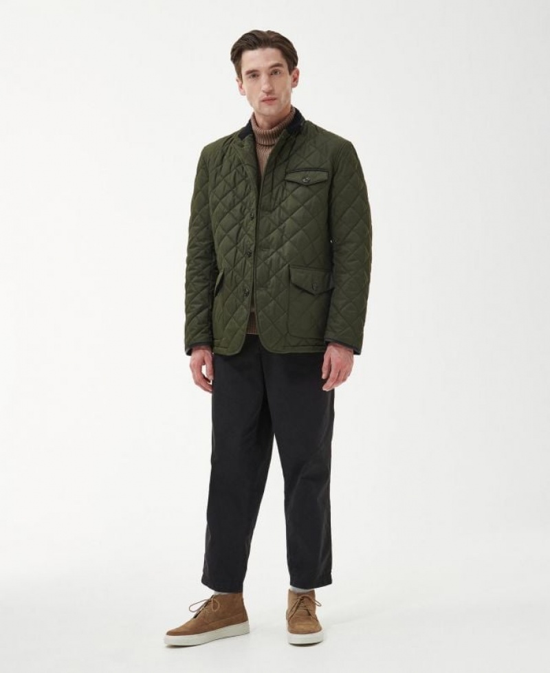 Dark Green Men Barbour Horton Quilted Jacket | US-3107OMCSK