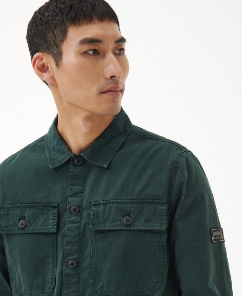 Dark Green Men Barbour International Adey Overshirt | US-0385SQTGD