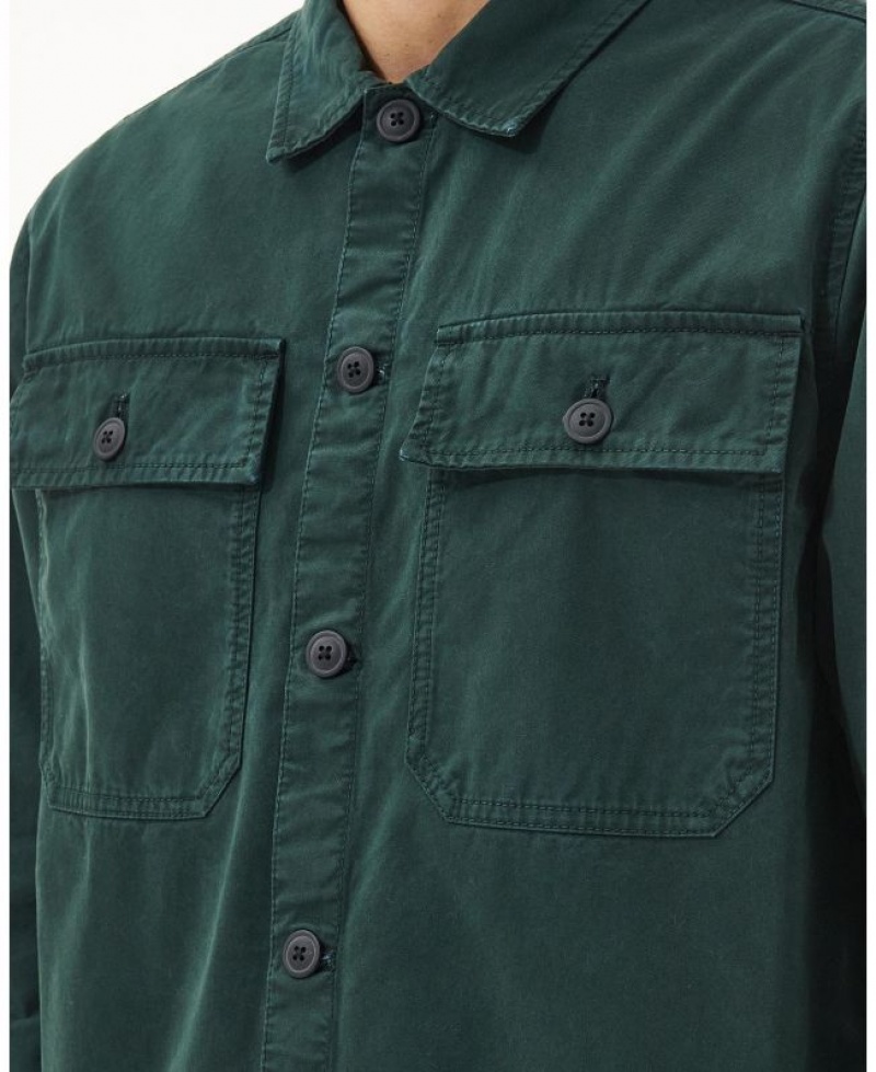 Dark Green Men Barbour International Adey Overshirt | US-0385SQTGD