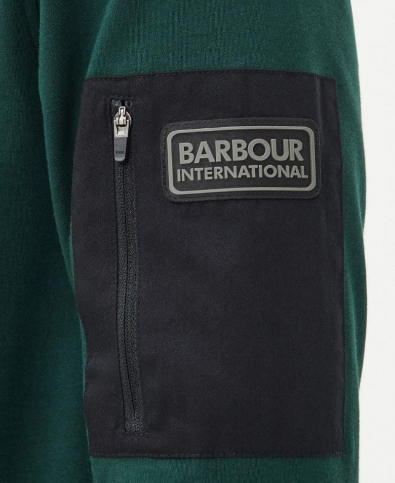 Dark Green Men Barbour International Breaker Polo Shirt | US-6321OQXWH