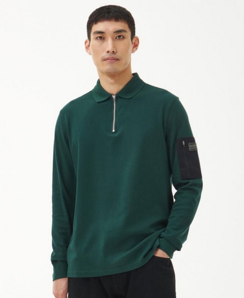 Dark Green Men Barbour International Breaker Polo Shirt | US-6321OQXWH