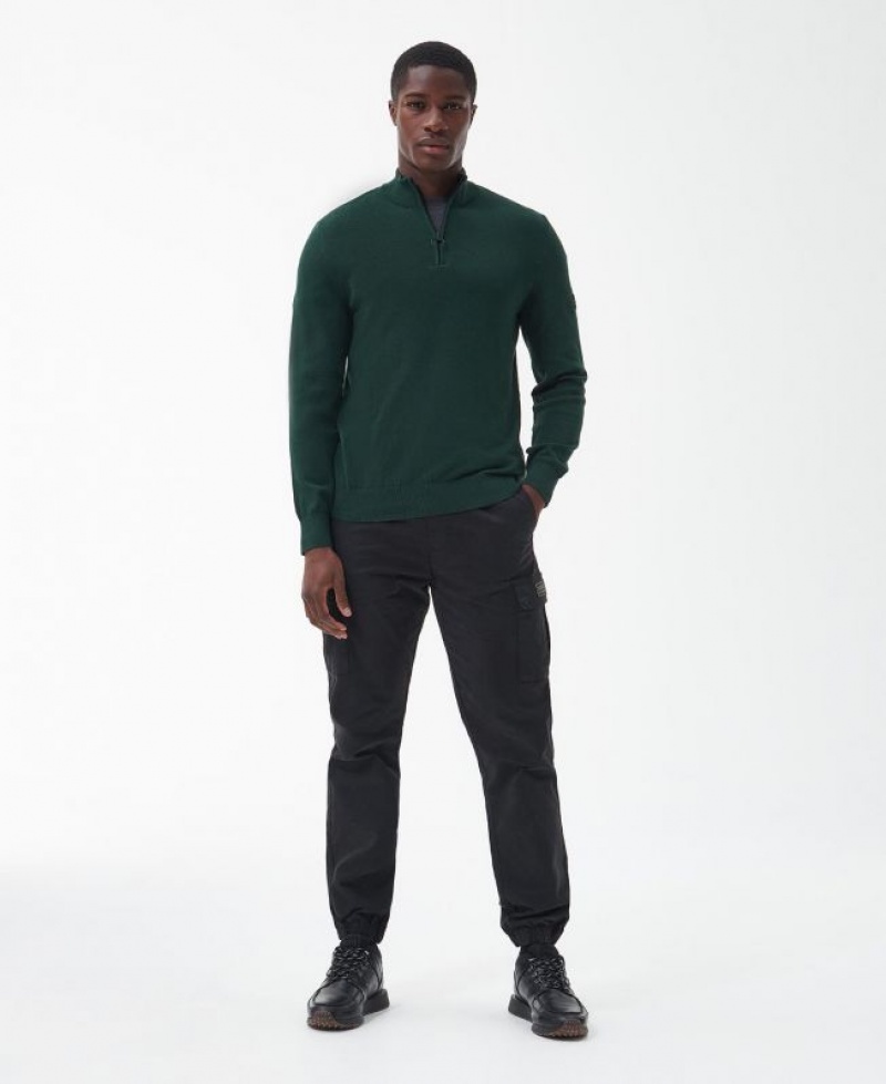 Dark Green Men Barbour International Cotton Half Zip Sweater | US-2741GCOLX