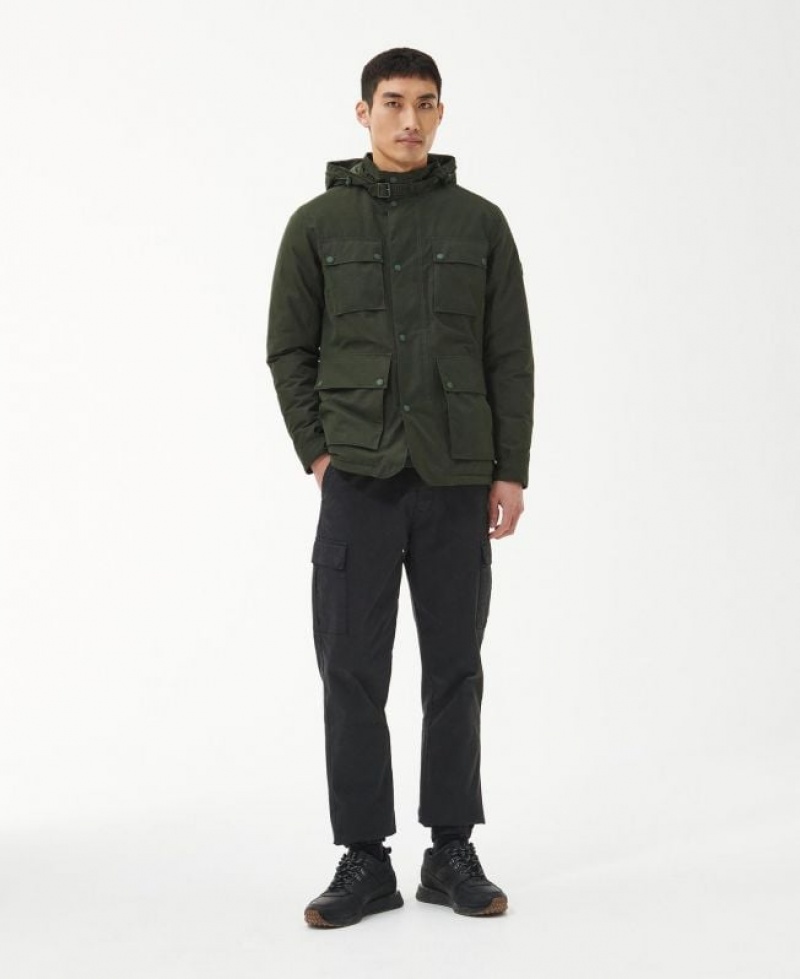 Dark Green Men Barbour International Handle Waterproof Jacket | US-8369NOPQB