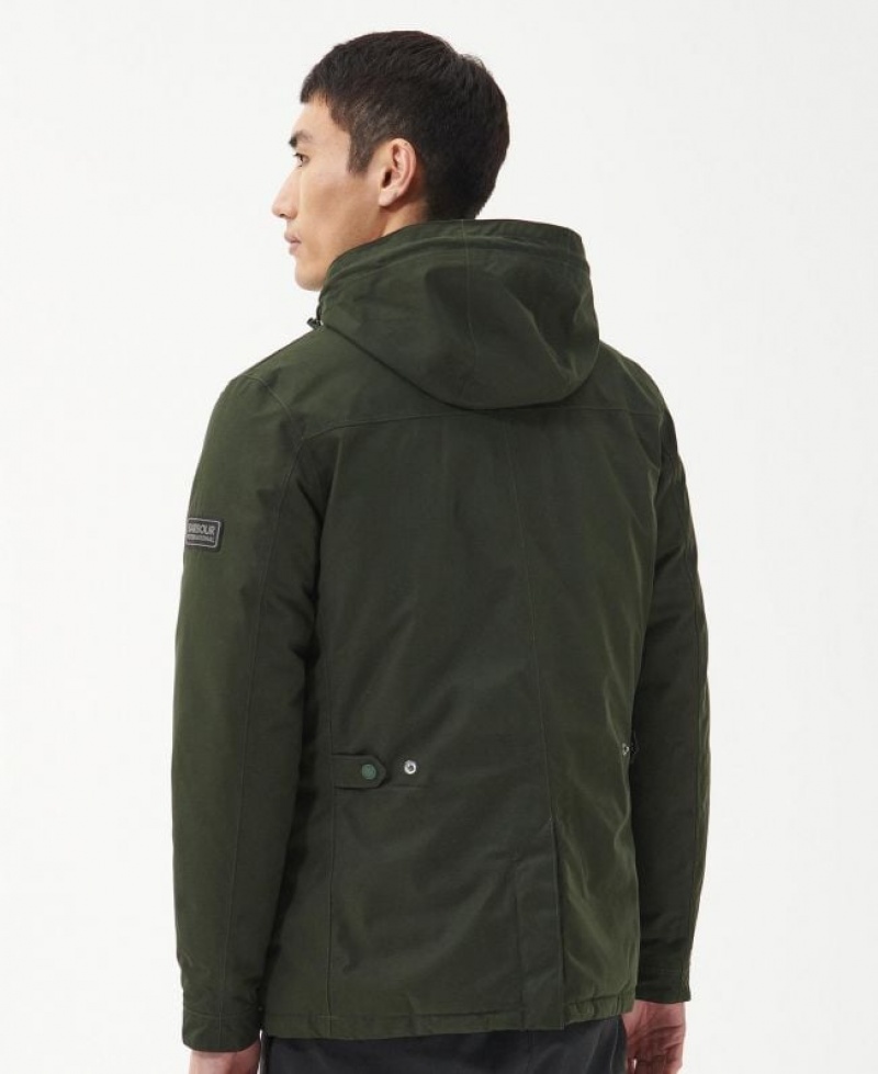 Dark Green Men Barbour International Handle Waterproof Jacket | US-8369NOPQB