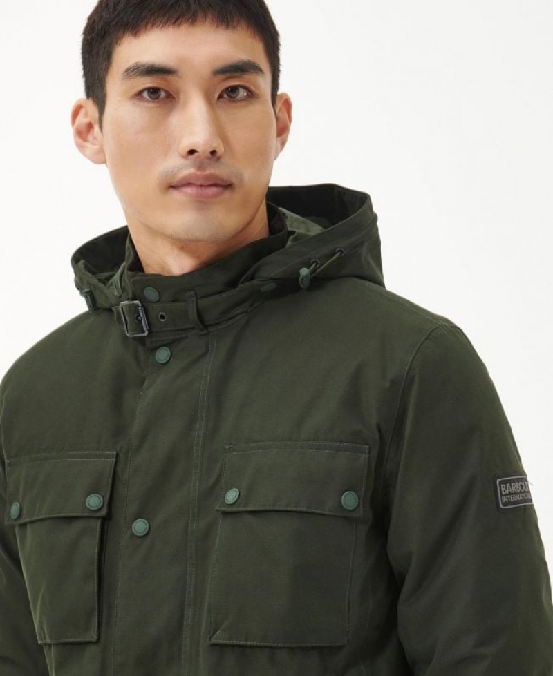 Dark Green Men Barbour International Handle Waterproof Jacket | US-8369NOPQB