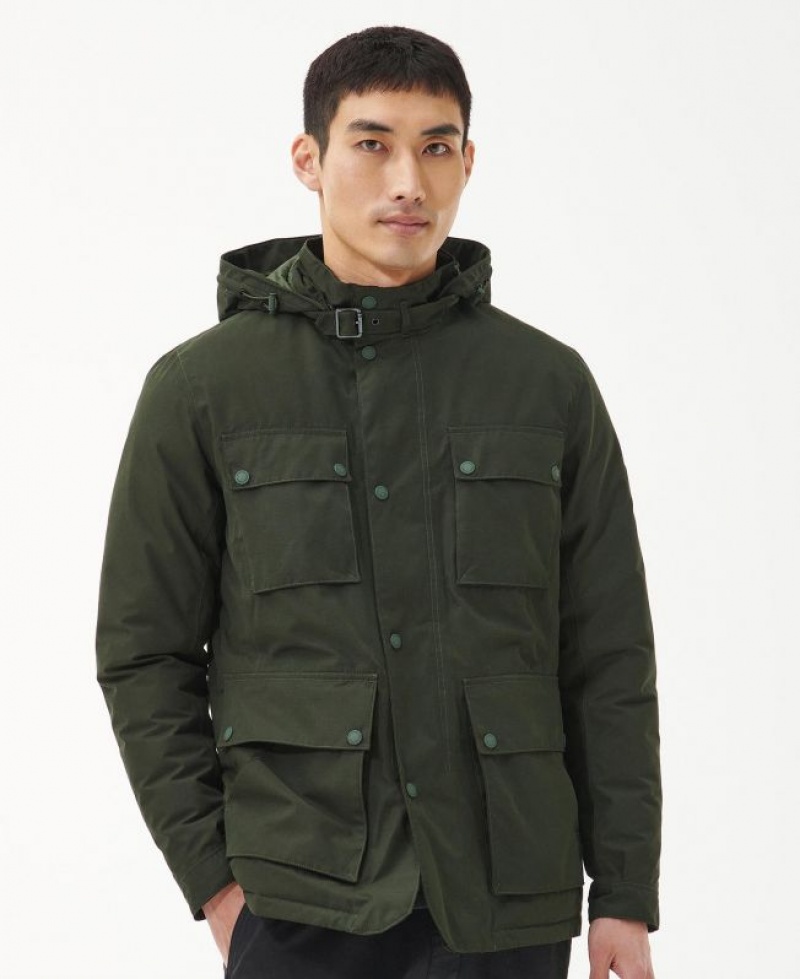 Dark Green Men Barbour International Handle Waterproof Jacket | US-8369NOPQB