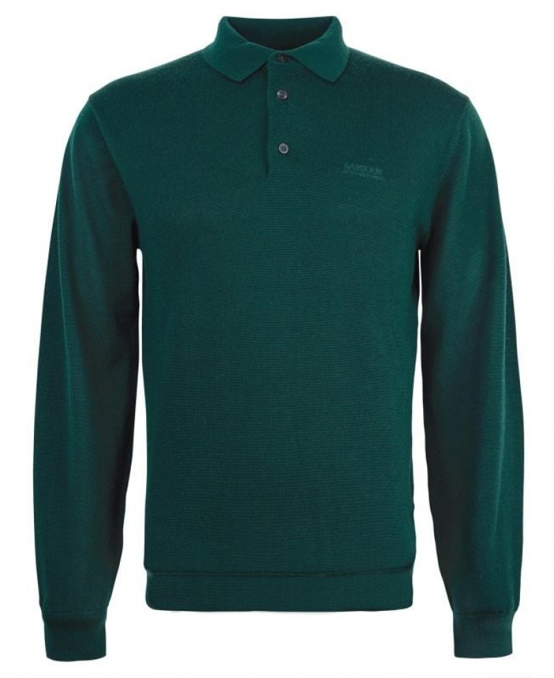 Dark Green Men Barbour International Merino Polo Shirt | US-2386SYTNZ