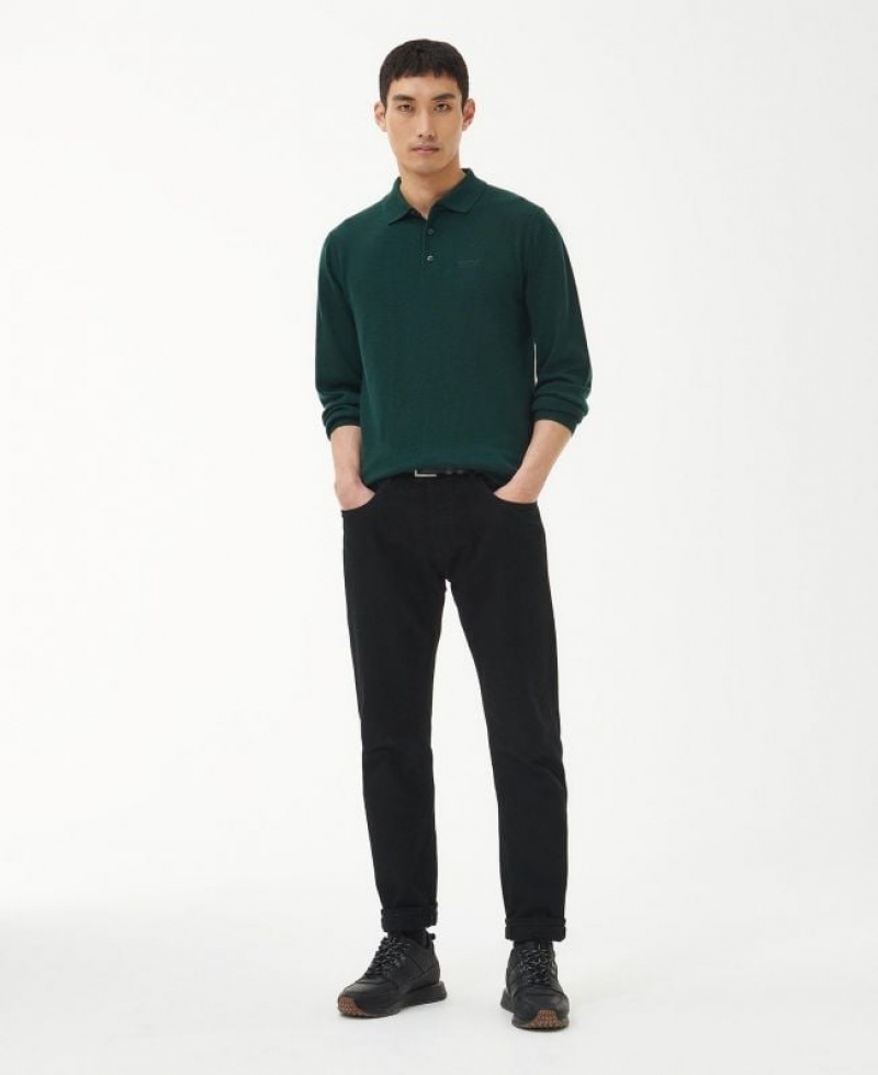 Dark Green Men Barbour International Merino Polo Shirt | US-2386SYTNZ