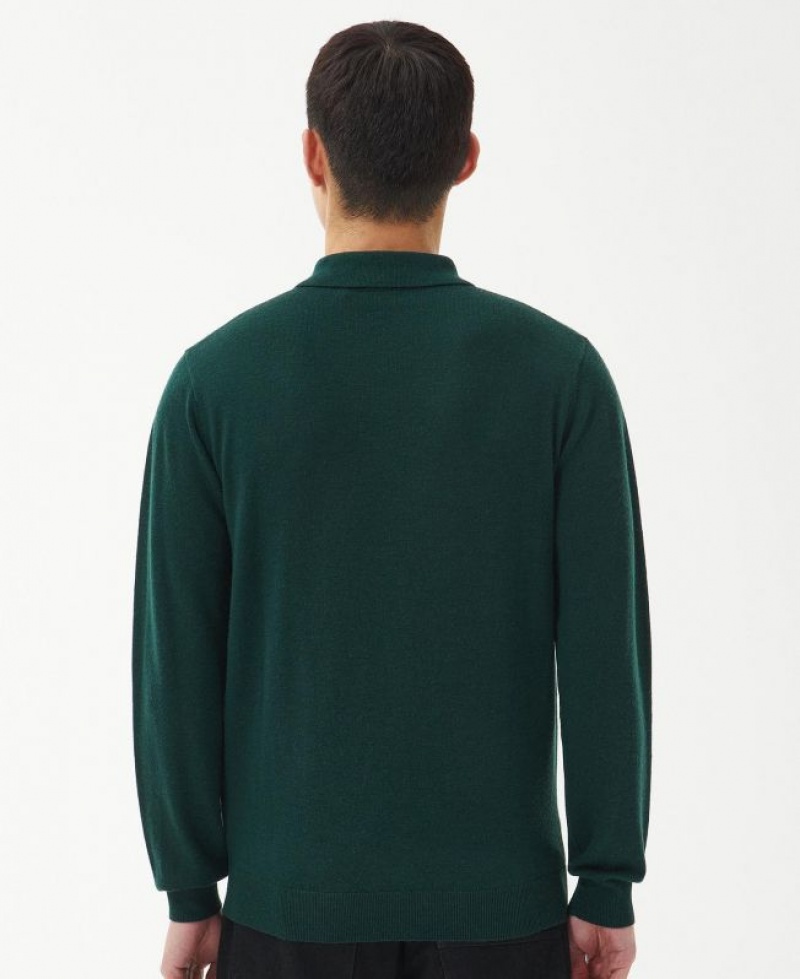 Dark Green Men Barbour International Merino Polo Shirt | US-2386SYTNZ