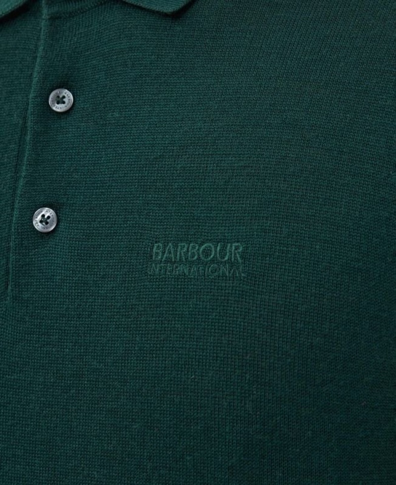 Dark Green Men Barbour International Merino Polo Shirt | US-2386SYTNZ