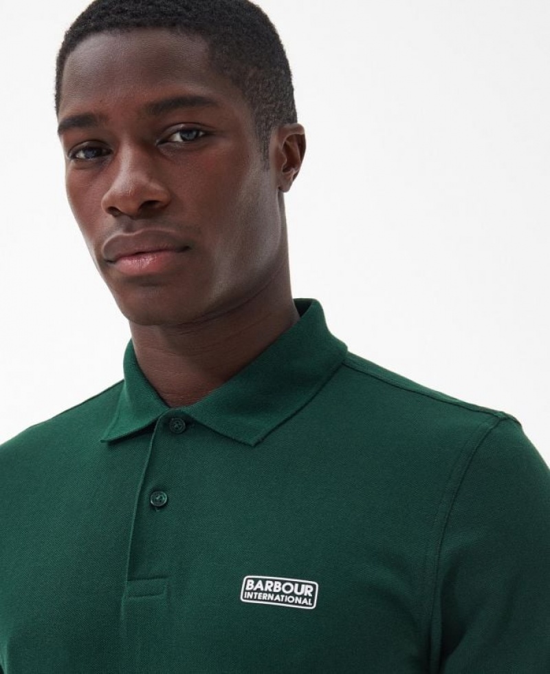 Dark Green Men Barbour International Polo Shirt | US-8263GWYTH