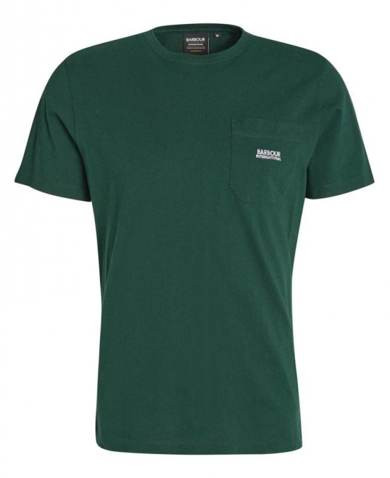 Dark Green Men Barbour International Radok Pocket T-Shirts | US-9638BJVZE