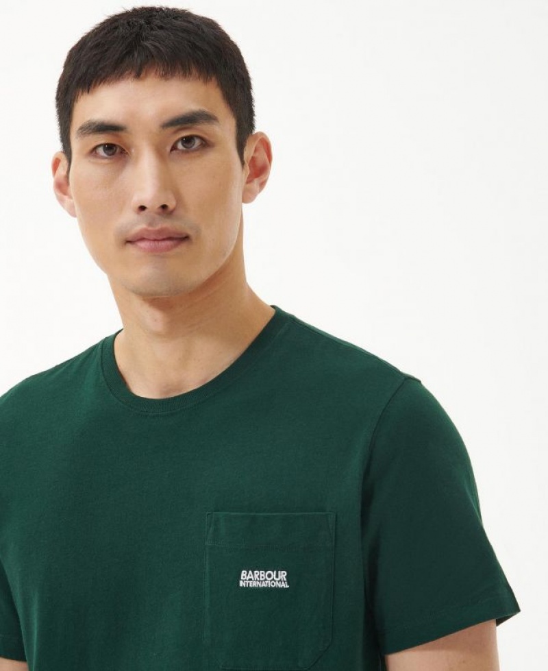 Dark Green Men Barbour International Radok Pocket T-Shirts | US-9638BJVZE