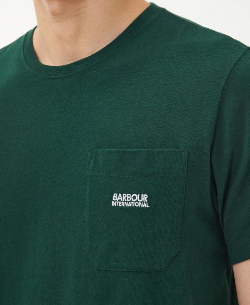 Dark Green Men Barbour International Radok Pocket T-Shirts | US-9638BJVZE